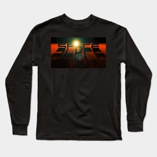 Space Design - Orange Long Sleeve T-Shirt